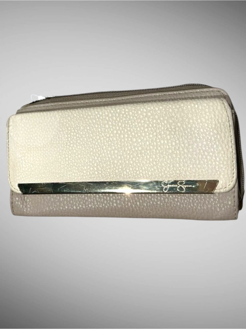 Jessica Simpson Wallet On Chain Crossbody Zip Around Phone Bag Champagne